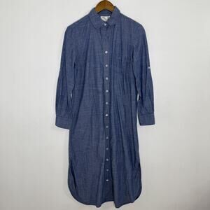 Finley Dress Womens Small Blue Chambray Shirt Midi 100% Cotton Made In USA